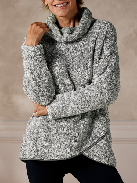 

Casual Loose Turtleneck Sweatshirt, Gray, Tunics