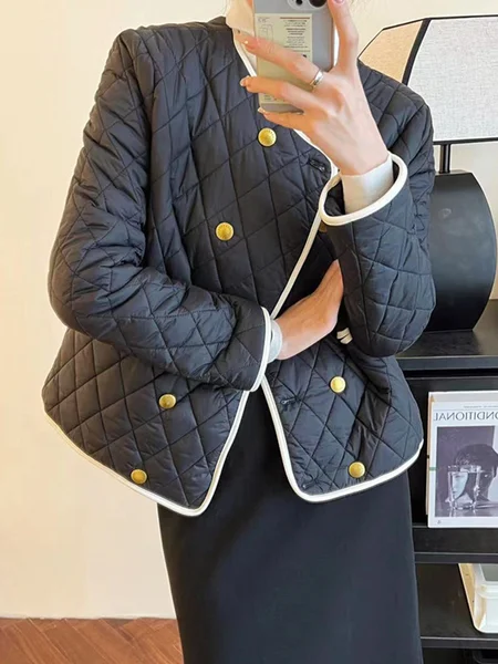 

Daily Long sleeve Color Block Regular Fit Fleece Coat, Black, Others