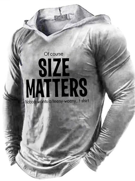 

Mens Of Course Size Matters Funny Graphic Print Hoodie Text Letters Sweatshirt, Light gray, Hoodies&Sweatshirts