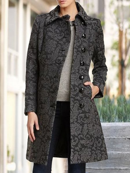 

Regular Fit Boho Shawl Collar Jacket, Gray, Jackets