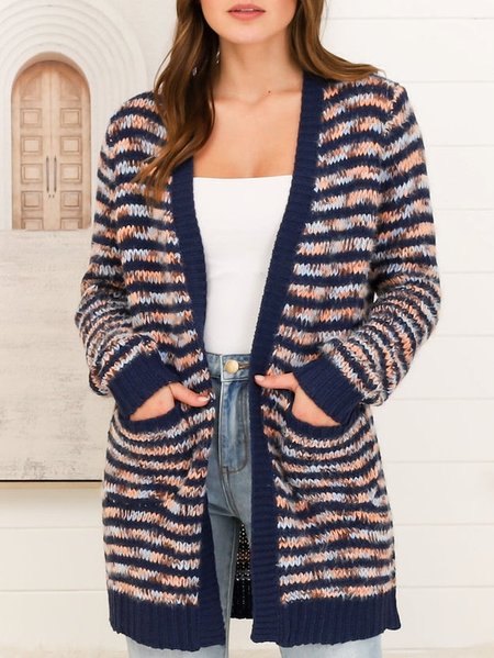 

Wool/Knitting Others Boho Sweater Coat Cardigan, Navyblue, Cardigans