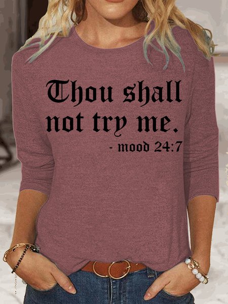 

Womens Funny Letter Casual Top, Rose red, Long sleeves