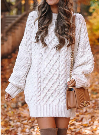 

Casual Yarn/Wool Yarn Stand Collar Dress, White, Dresses