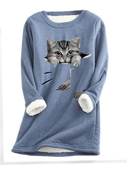 

Grey Fun Cat Fleece Warm Sweatshirt, Blue, Sweatshirts & Hoodies