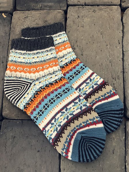 

Vintage Ethnic Stripe Pattern Socks, Gray, Socks