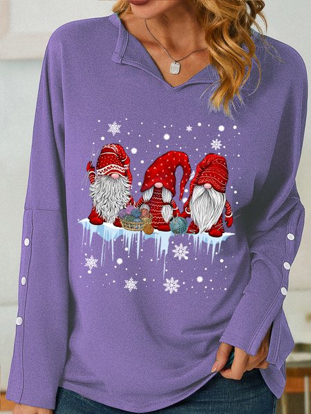 

Christmas Graphic Women's V Neck Loose Sweatshirt, Purple, Hoodies&Sweatshirts