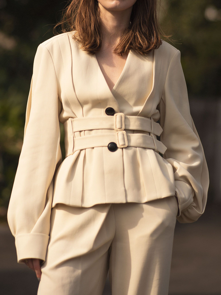 

Regular Fit V Neck Jacket, Apricot, Jackets