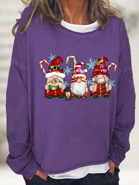 

Women's Christmas Gnomes Crew Neck Simple Sweatshirt, Purple, Hoodies&Sweatshirts