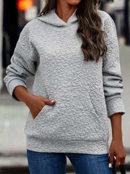 

Casual Plain Hoodie Cotton-Blend Sweatshirt, Gray, Sweatshirts & Hoodies