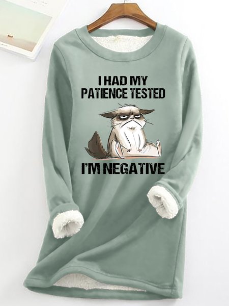 

Women's Funny I Had My Patience Test Grumpy Cat Animal Crew Neck Sweatshirt, Green, Hoodies&Sweatshirts