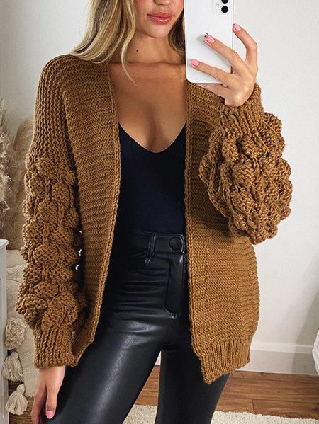 

Cher Puff Sleeve Knitted Cardigan, Light coffee, Sweaters