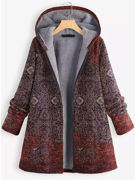 

Ethnic Casual Hoodie Teddy Coat, Multicolor, Coats