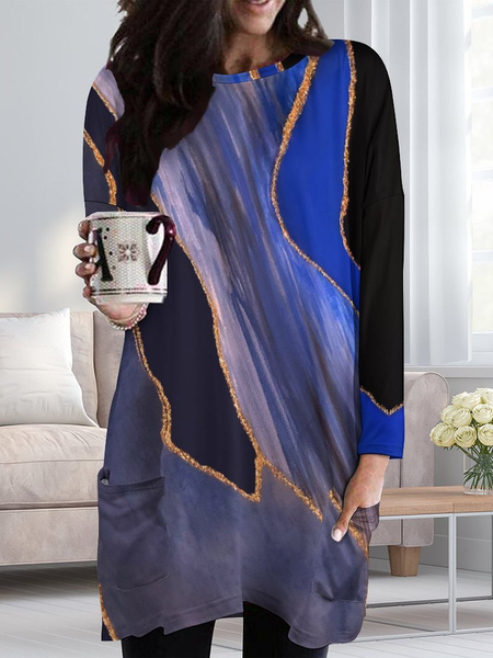 

Lilicloth X Paula Geode Paint Swirl Women's Crew Neck Casual Dress, As picture, Dresses