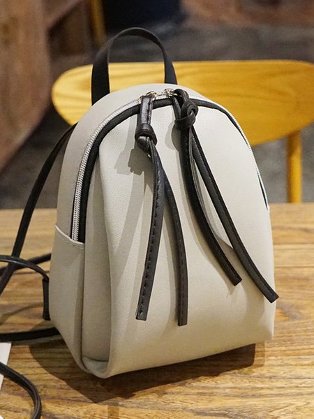 

Vintage Fringe Backpack Zip Backpack, Gray, Women's Bags