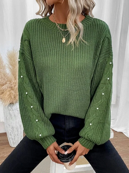 

Loose Plain Wool/Knitting Sweater, Green, Sweaters