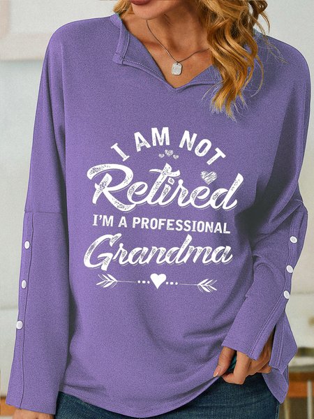 

Women's I Am Not Retired I Am A Professional Grandma Funny Text Letters Sweatshirt, Purple, Hoodies&Sweatshirts