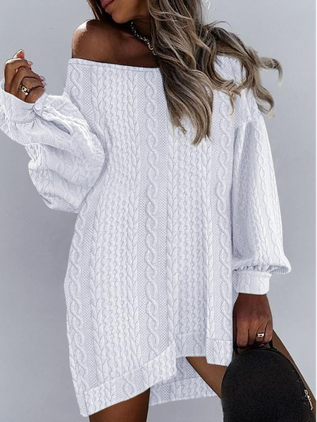 

Plain Loose Casual Dress, White, Mini Dresses