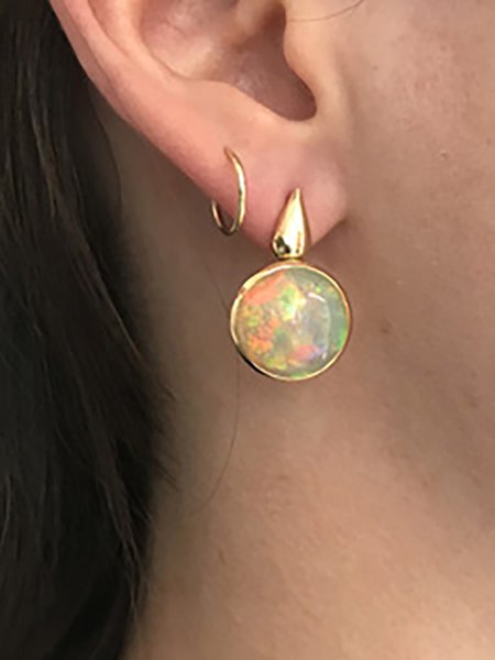 

Casual Simple Opal Moonstone Geometric Earrings Everyday Commuter Versatile Jewelry, Silver, Earrings