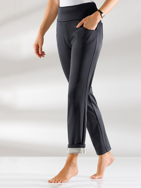 

Fleece Warm Elastic Waist Casual Pants, Deep gray, Pants