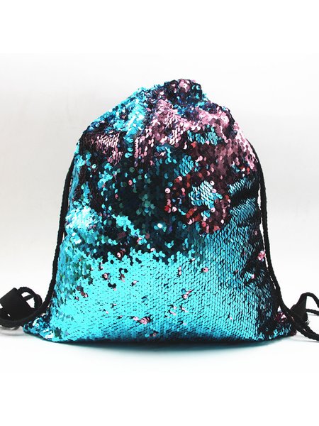 

Festive Party Sequin Drawstring Backpack Organizer, Blue, Women's Bags