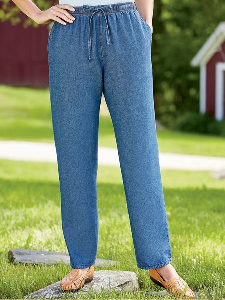 

Denim Plain Loose Jeans, Denim blue, Jeans