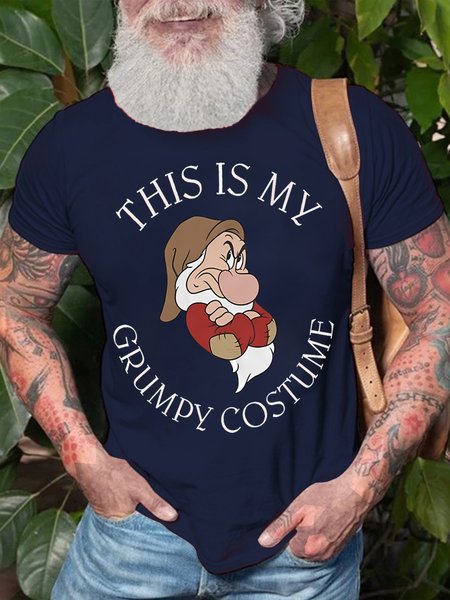

Men's This Is My Grumpy Costume Merry Christmas Santa Funny Graphic Print Loose Text Letters Casual T-Shirt, Purplish blue, T-shirts