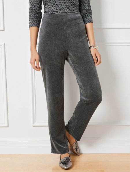 

Velvet Fashion Pants, Gray, Bottoms