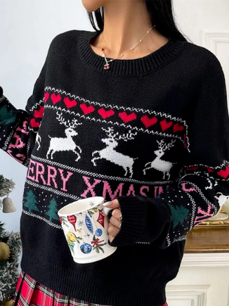 

Merry Xmas Christmas Sweater, Black, Sweaters