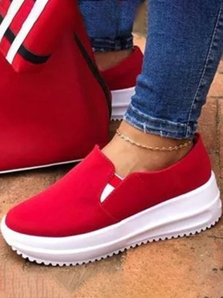 

Lightweight Breathable Thick Sole Non-Slip Sneakers, Red, Sneakers