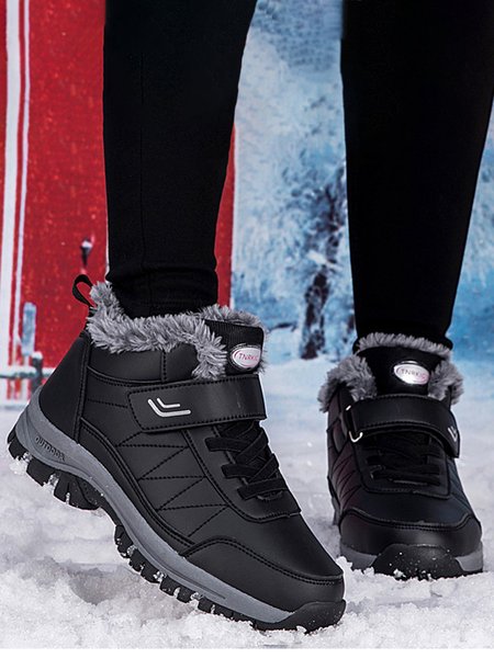 

Women's Split Joint Warm Lined Non-Slip Outdoor Sneakers, Black, Sneakers