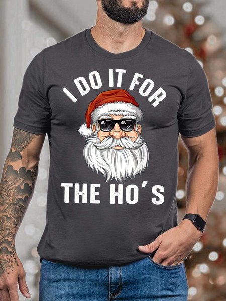 

Men’s I Do It For The Ho’s Merry Christmas Cotton T-Shirt, Deep gray, T-shirts