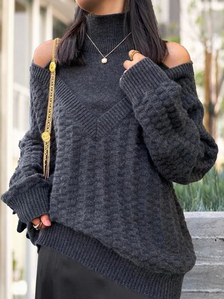 

Turtleneck Wool/Knitting Sweater, Gray, Sweaters