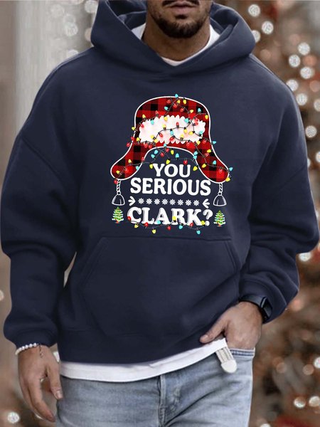 

Men’s You Serious Clark Hat Christmas Hoodie Casual Sweatshirt, Deep blue, Hoodies&Sweatshirts
