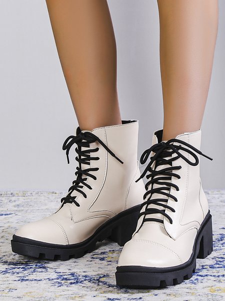 

Off-White Block Heel Lace-Up Booties, Boots