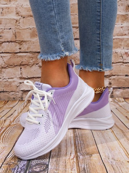 

Women's Breathable Mesh Fabric Sports Sneakers, Light purple, Sneakers