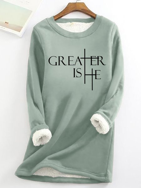 

Greater Is He Cross Women's Warmth Fleece Sweatshirt, Green, Hoodies&Sweatshirts