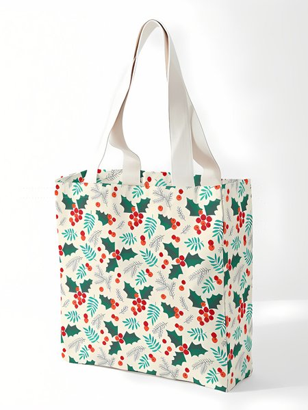 

Merry Christmas Bell All Over Print Graphic Shopping Tote, As picture, Bags