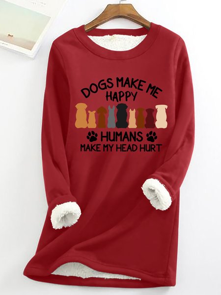 

Dogs Make Me Happy Humans Make My Head Hurt Women's Warmth Fleece Sweatshirt, Red, Hoodies&Sweatshirts