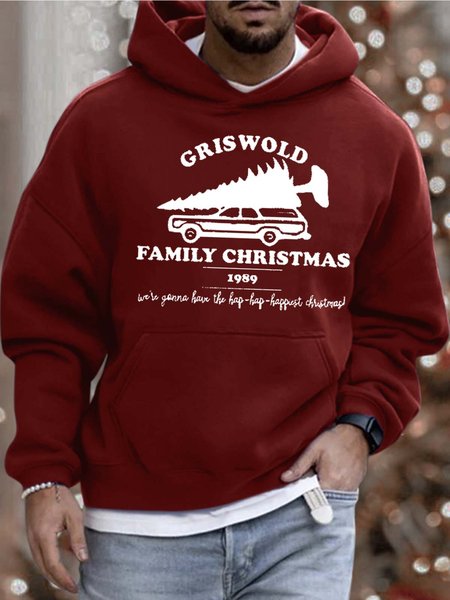 

Men’s Griswold Family Christmas 1989 Christmas Tree Casual Loose Text Letters Sweatshirt, Red, Hoodies&Sweatshirts