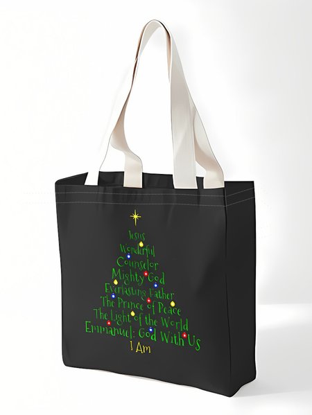 

Jesus Wonderful God Christmas Tree Graphic Shopping Tote, As picture, Bags