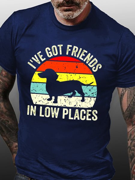 

I've Got Friends In Low Places Funny Gift for Dachshund Lover Mens T-Shirt, Purplish blue, T-shirts