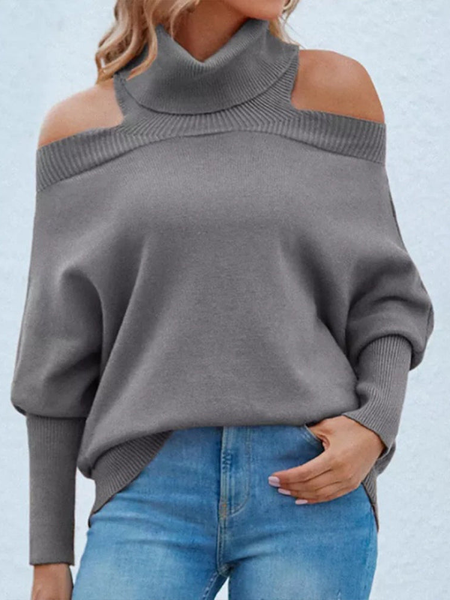 

Wool/Knitting Turtleneck Regular Fit Casual Sweater, Gray, Sweaters