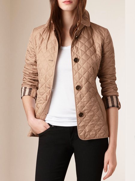 

Shirt Collar Plain Simple Urban Fleece Coat, Khaki, Others