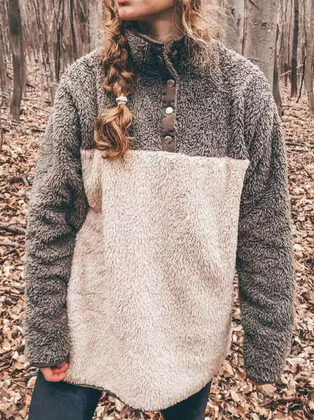 

Loose Fluff/Granular Fleece Fabric Casual Sweatshirt, Gray, Sweatshirts & Hoodies