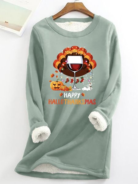 

Happy Hallothanksmas Women's Warmth Fleece Sweatshirt, Green, Hoodies&Sweatshirts