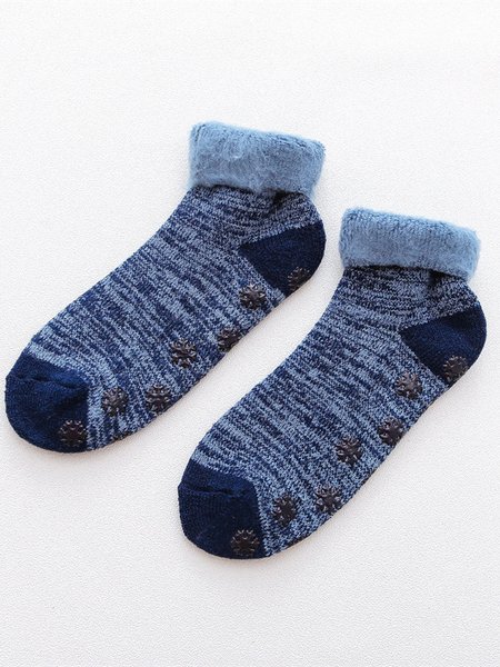 

Casual Daily Cotton Plush Socks Floor Socks Autumn Winter Thickening Non-slip Warm Accessories, Dark_blue, Socks