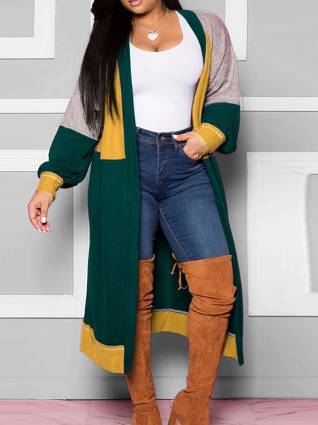 

Micro-Elasticity V Neck Loose SLong sleeve weater Mid-long Coat, Multicolor, Cardigans