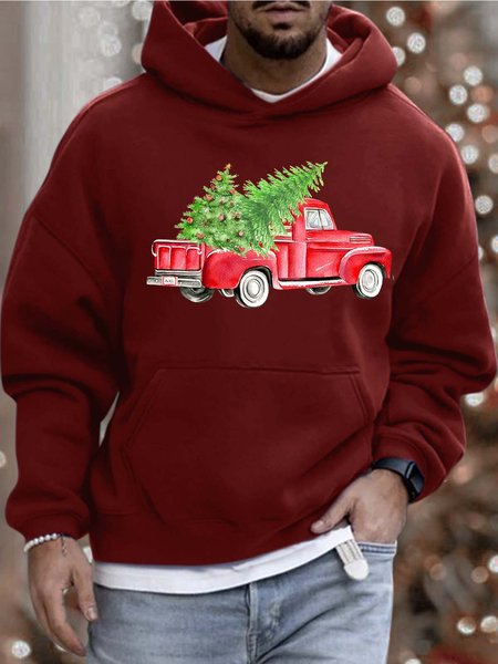 

Men’s Merry Christmas Tree Casual Loose Hoodie Sweatshirt, Red, Hoodies&Sweatshirts