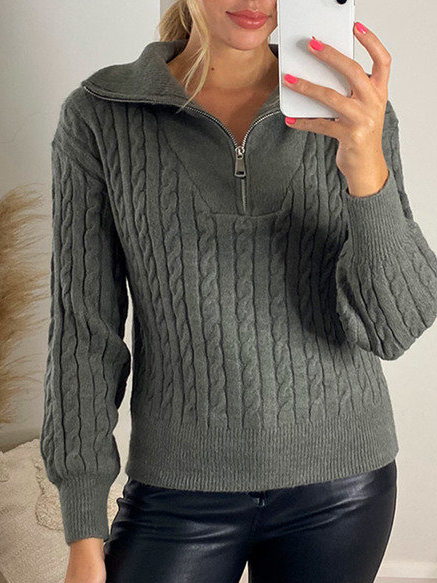 

Plain Casual Knit Sweatshirt, Gray, Sweaters & Cardigans
