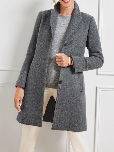 

Lapl Collar Loose Woolen Casual Plain Overcoat, Gray, Outerwear